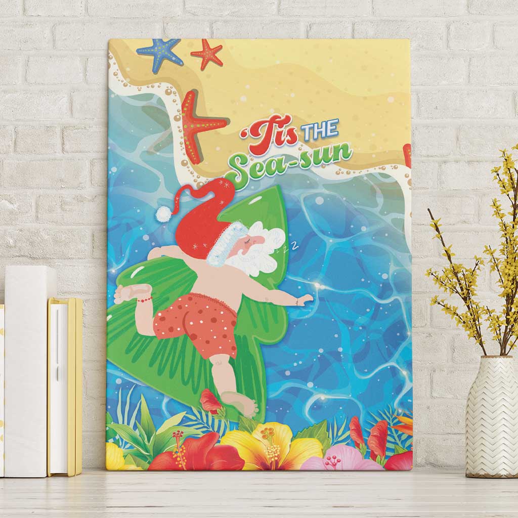 Christmas In Hawaii Canvas Wall Art Tis The Sea Sun LT05 Without Frame Blue - Polynesian Pride