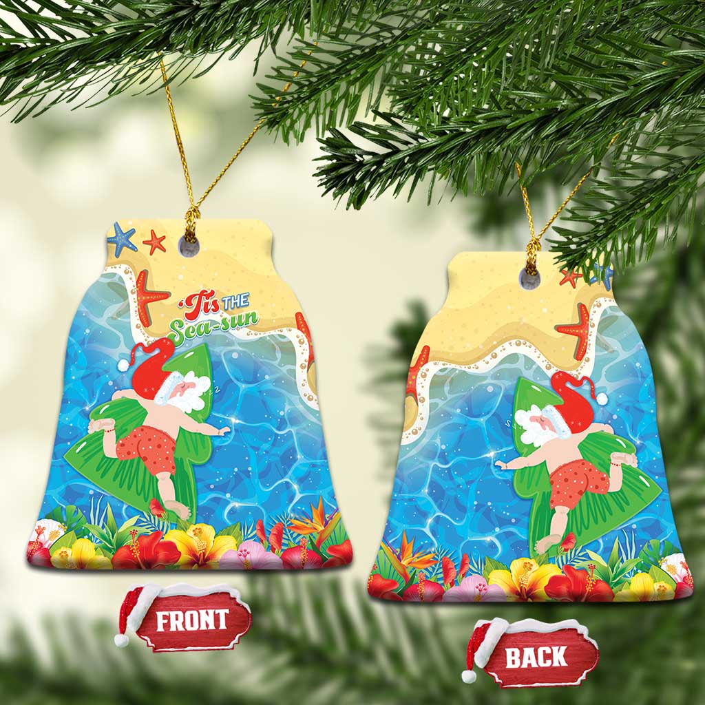 Christmas In Hawaii Ceramic Ornament Tis The Sea Sun LT05 Bell Flake Blue - Polynesian Pride