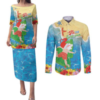 Christmas In Hawaii Couples Matching Puletasi and Long Sleeve Button Shirt Tis The Sea Sun