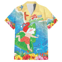 Christmas In Hawaii Family Matching Off Shoulder Maxi Dress and Hawaiian Shirt Tis The Sea Sun LT05 Dad's Shirt - Short Sleeve Blue - Polynesian Pride