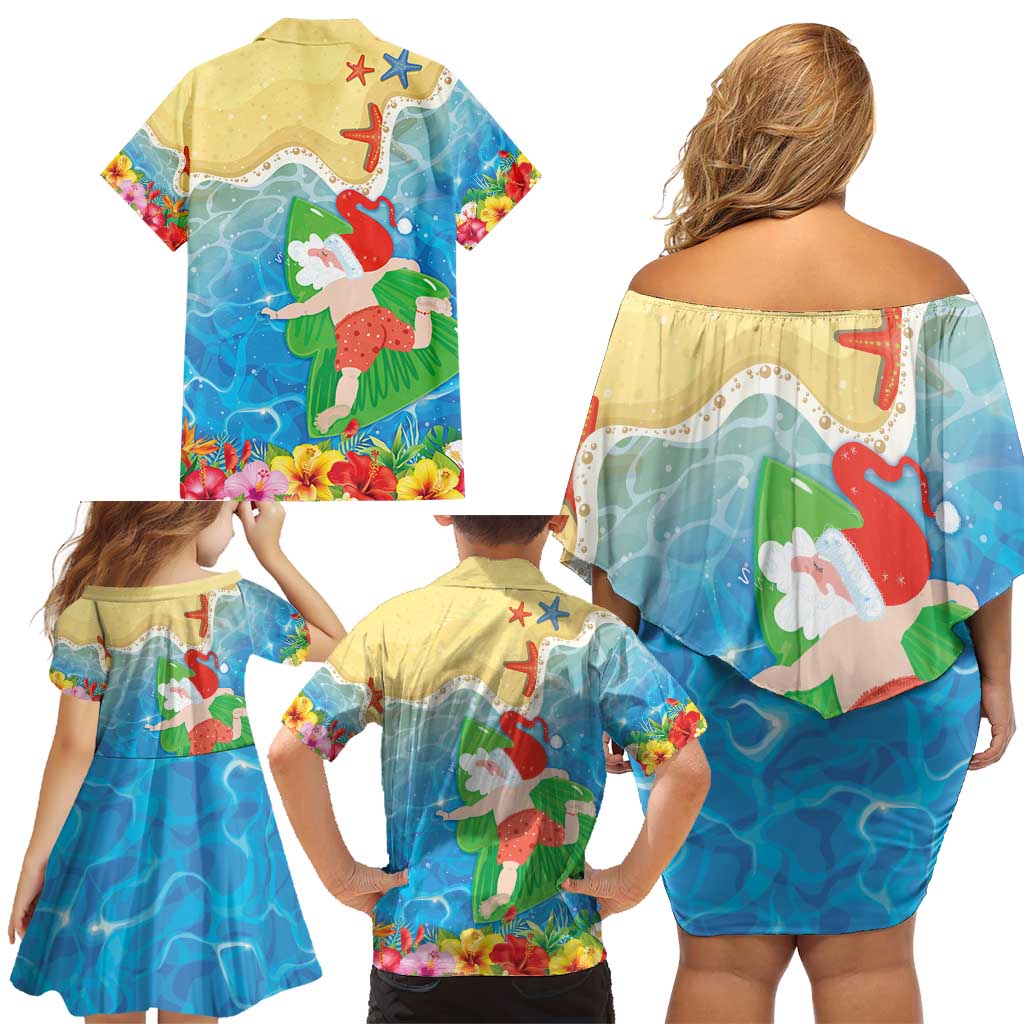 Christmas In Hawaii Family Matching Off Shoulder Short Dress and Hawaiian Shirt Tis The Sea Sun LT05 - Polynesian Pride