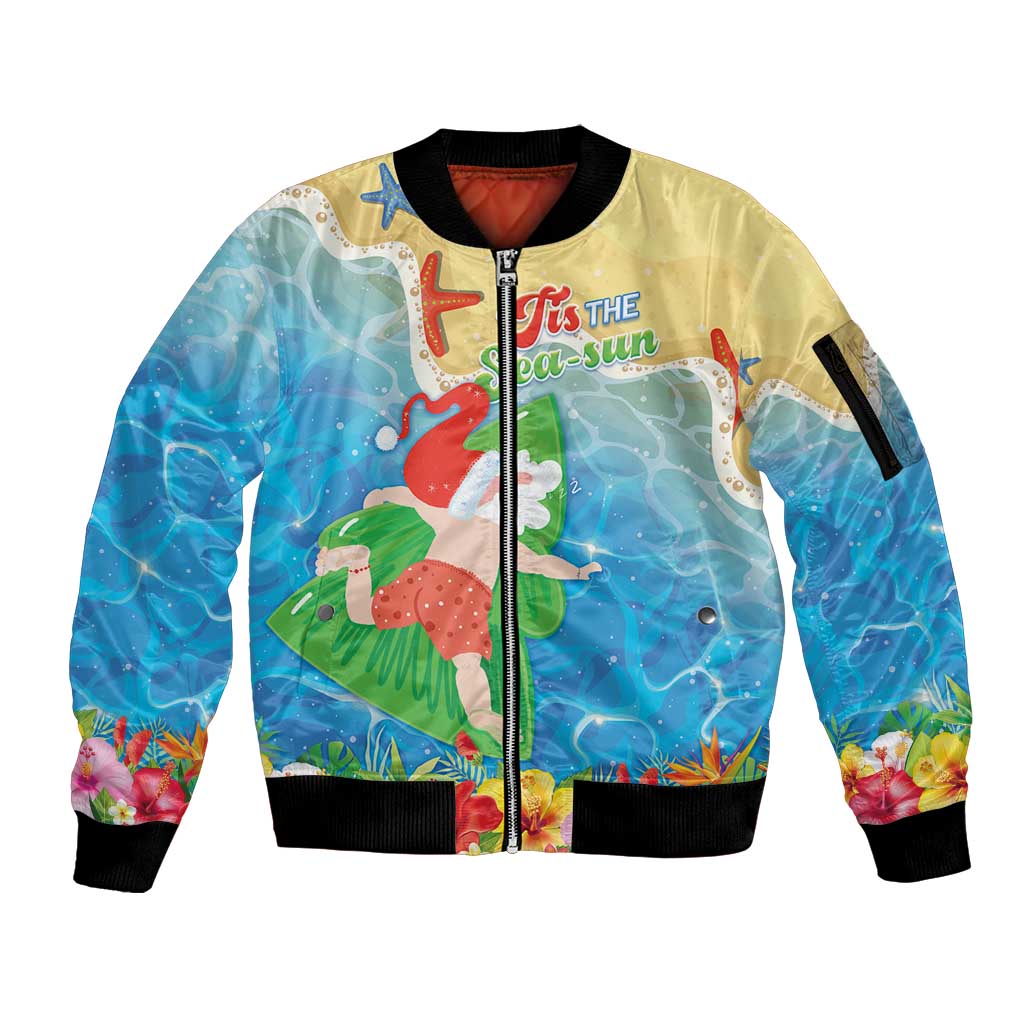 Christmas In Hawaii Sleeve Zip Bomber Jacket Tis The Sea Sun