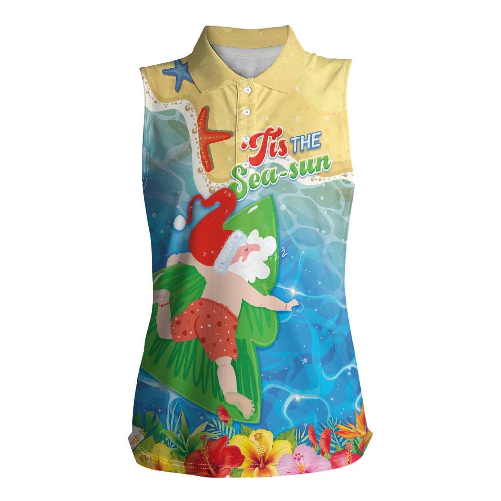 Christmas In Hawaii Women Sleeveless Polo Shirt Tis The Sea Sun