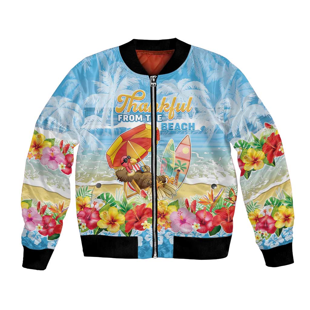 Personalised Hawaii Funny Thanksgiving Bomber Jacket Thankful From The Beach