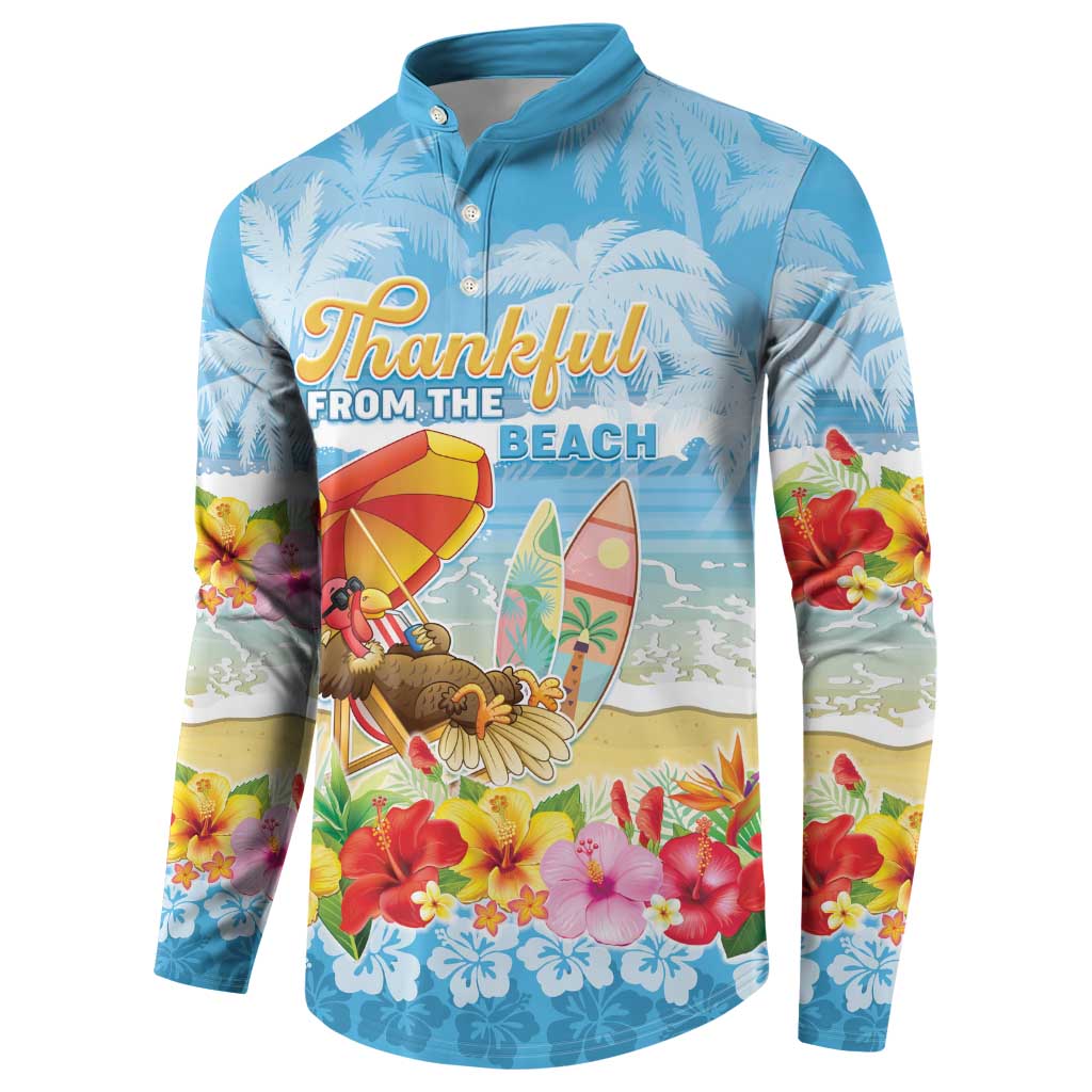 Personalised Hawaii Funny Thanksgiving Button Sweatshirt Thankful From The Beach