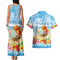 Personalised Hawaii Funny Thanksgiving Couples Matching Tank Maxi Dress and Hawaiian Shirt Thankful From The Beach
