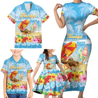 Personalised Hawaii Funny Thanksgiving Family Matching Short Sleeve Bodycon Dress and Hawaiian Shirt Thankful From The Beach LT05 - Polynesian Pride