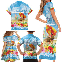 Personalised Hawaii Funny Thanksgiving Family Matching Short Sleeve Bodycon Dress and Hawaiian Shirt Thankful From The Beach LT05 - Polynesian Pride