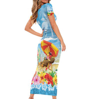 Personalised Hawaii Funny Thanksgiving Family Matching Short Sleeve Bodycon Dress and Hawaiian Shirt Thankful From The Beach LT05 - Polynesian Pride