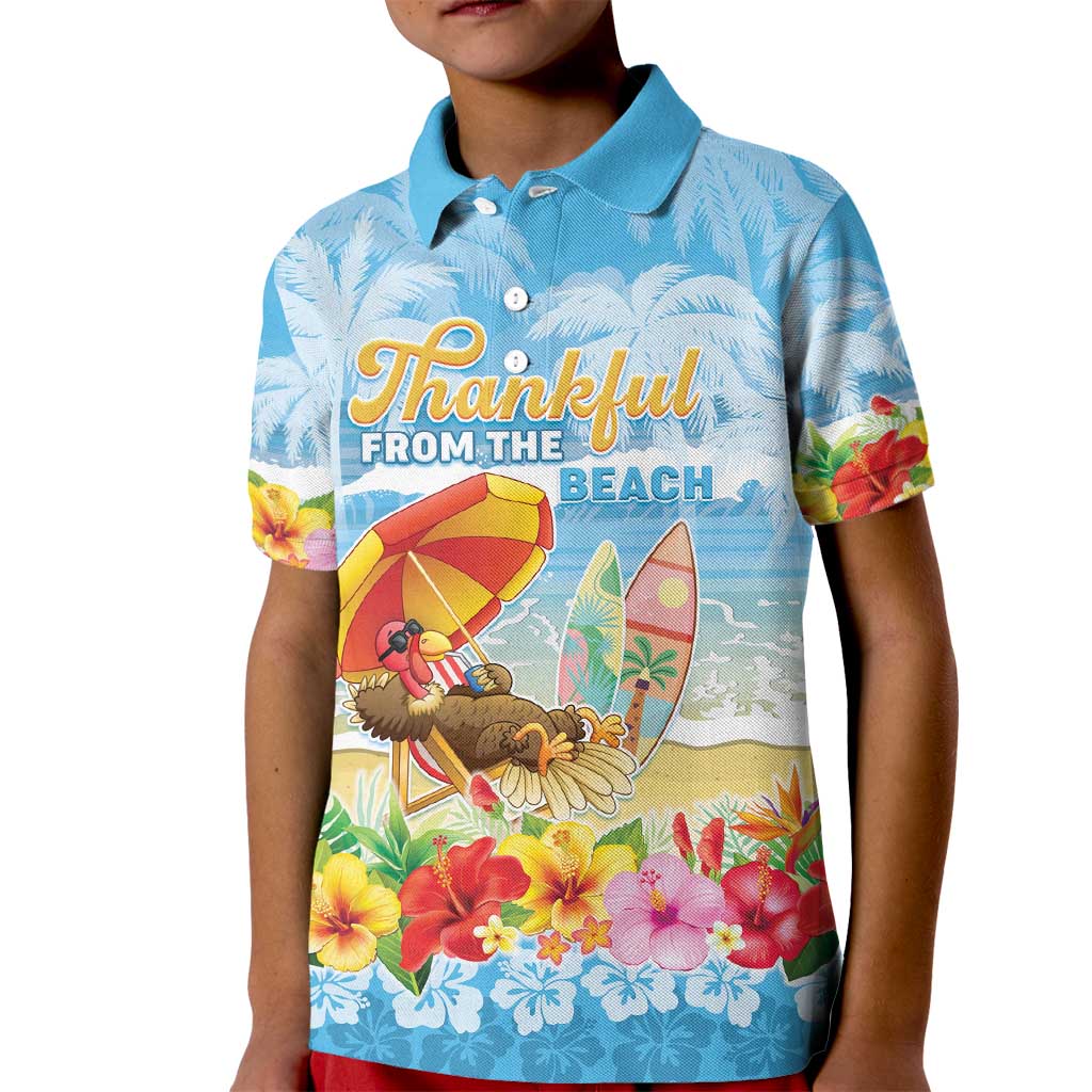 Personalised Hawaii Funny Thanksgiving Kid Polo Shirt Thankful From The Beach