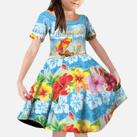 Personalised Hawaii Funny Thanksgiving Kid Short Sleeve Dress Thankful From The Beach LT05 KID Blue - Polynesian Pride