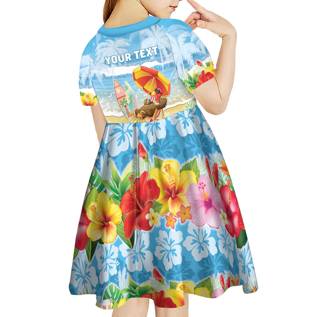 Personalised Hawaii Funny Thanksgiving Kid Short Sleeve Dress Thankful From The Beach LT05 - Polynesian Pride