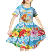 Personalised Hawaii Funny Thanksgiving Kid Short Sleeve Dress Thankful From The Beach LT05 - Polynesian Pride