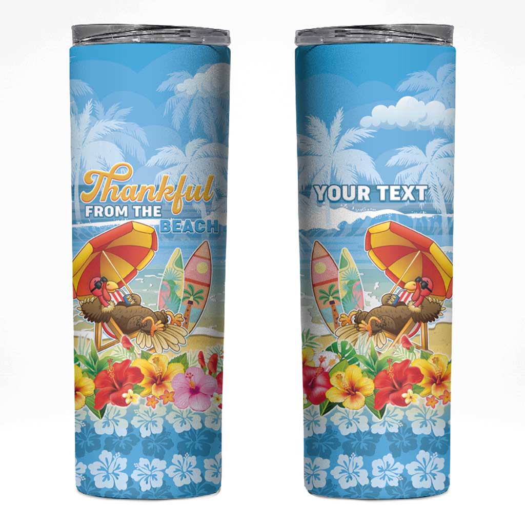 Personalised Hawaii Funny Thanksgiving Skinny Tumbler Thankful From The Beach