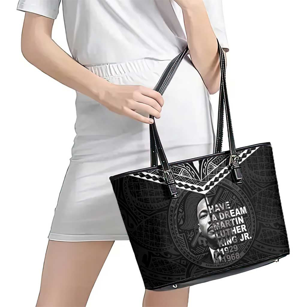 American Samoa MLK Day Leather Tote Bag Polynesian Style LT05 - Polynesian Pride