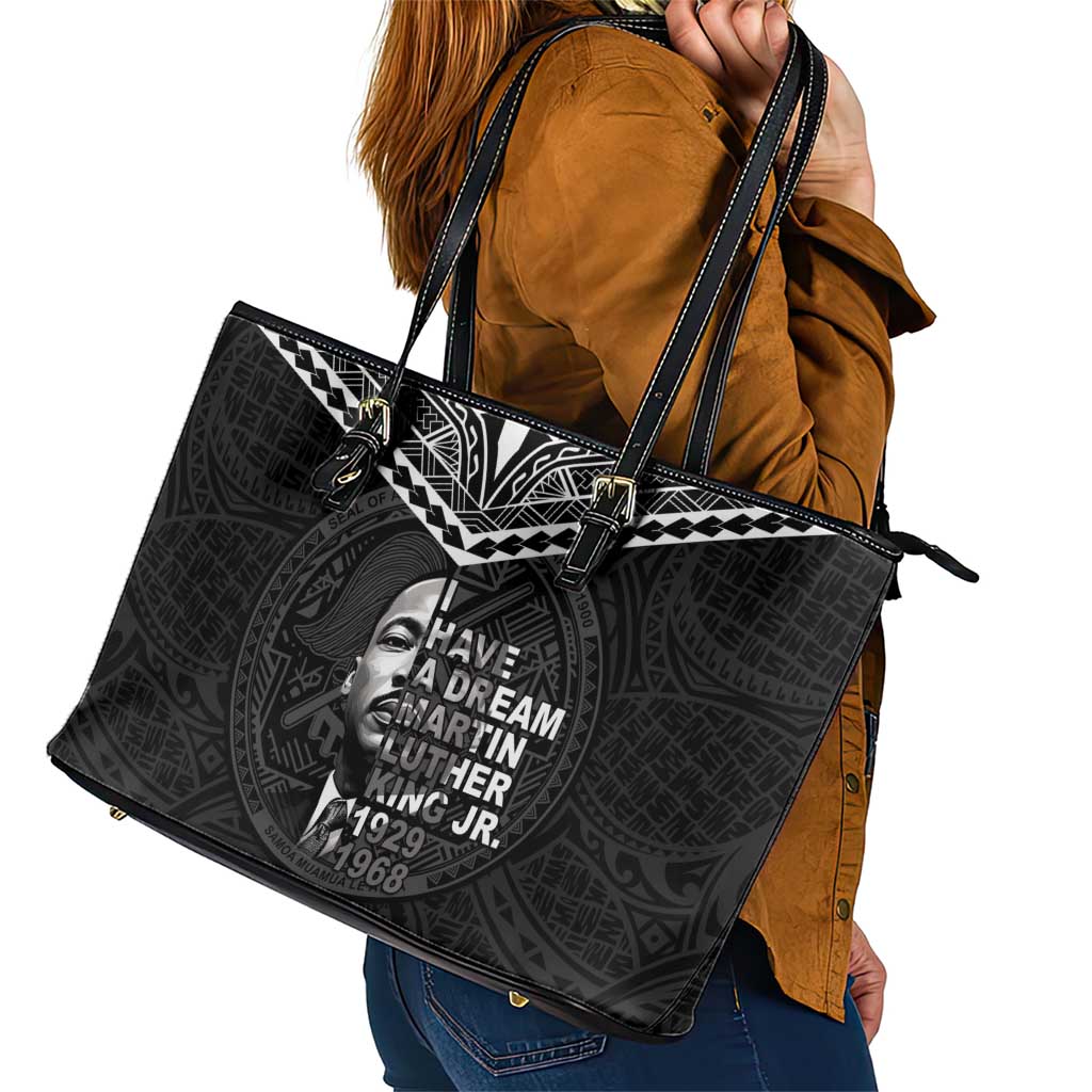 American Samoa MLK Day Leather Tote Bag Polynesian Style LT05 - Polynesian Pride