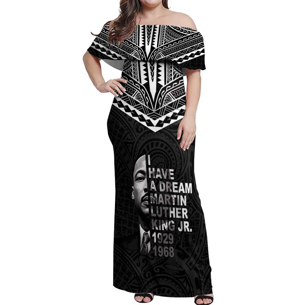 American Samoa MLK Day Off Shoulder Maxi Dress Polynesian Style