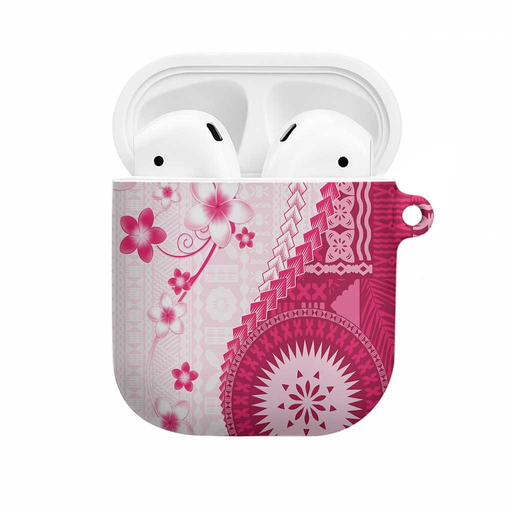 Bula Fiji AirPods Case Pink Plumeria Masi Tapa Pattern - Polynesian Pride