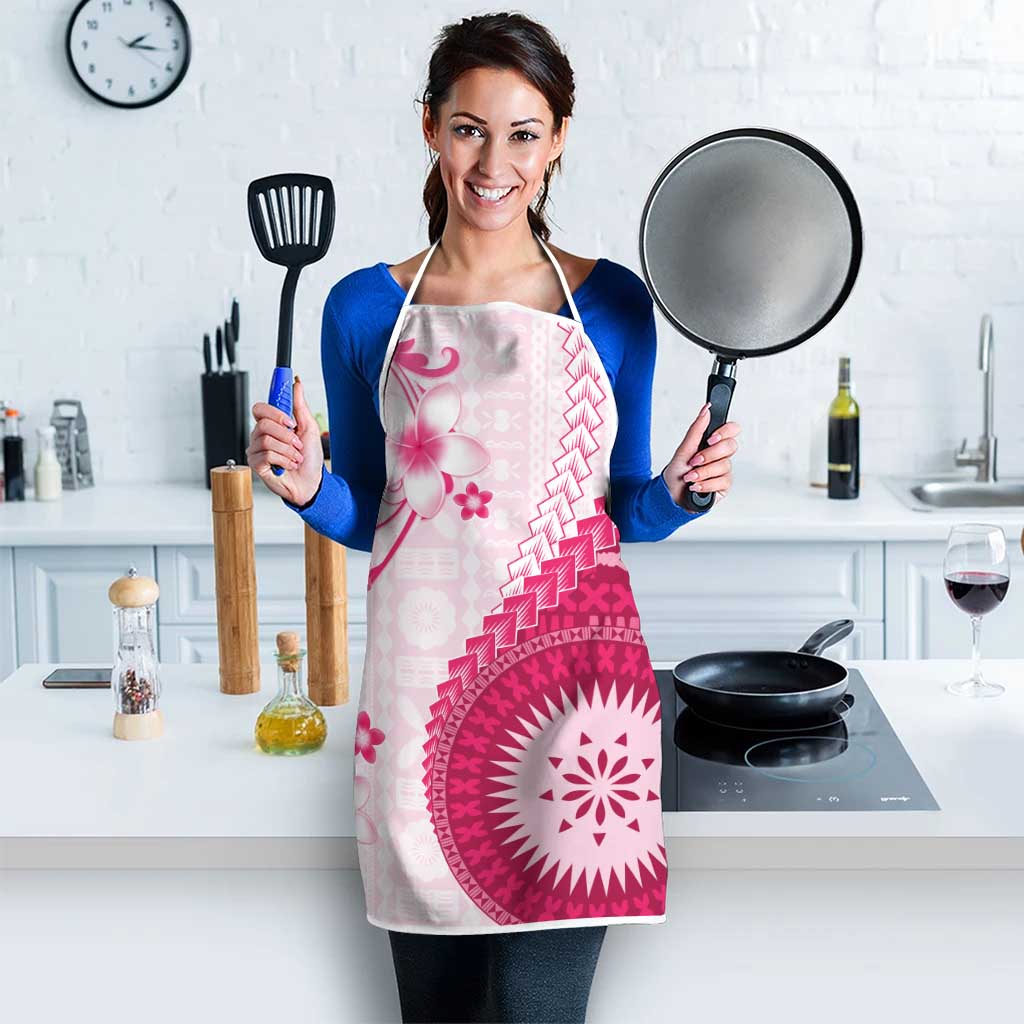Bula Fiji Apron Pink Plumeria Masi Tapa Pattern - Polynesian Pride