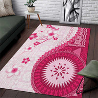 Bula Fiji Area Rug Pink Plumeria Masi Tapa Pattern LT05 Pink - Polynesian Pride