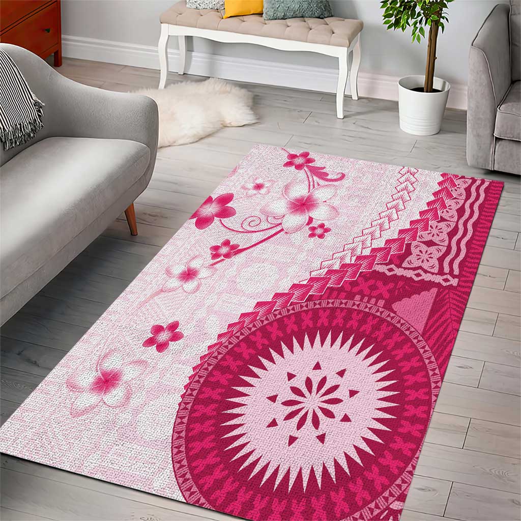 Bula Fiji Area Rug Pink Plumeria Masi Tapa Pattern LT05 - Polynesian Pride