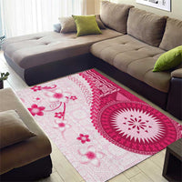 Bula Fiji Area Rug Pink Plumeria Masi Tapa Pattern LT05 - Polynesian Pride