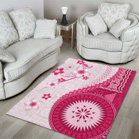 Bula Fiji Area Rug Pink Plumeria Masi Tapa Pattern LT05 - Polynesian Pride