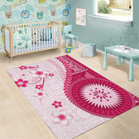 Bula Fiji Area Rug Pink Plumeria Masi Tapa Pattern LT05 - Polynesian Pride