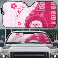 Bula Fiji Auto Sun Shade Pink Plumeria Masi Tapa Pattern LT05 Pink - Polynesian Pride