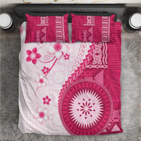 Bula Fiji Bedding Set Pink Plumeria Masi Tapa Pattern LT05 Pink - Polynesian Pride