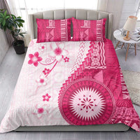 Bula Fiji Bedding Set Pink Plumeria Masi Tapa Pattern LT05 - Polynesian Pride