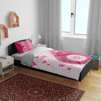 Bula Fiji Bedding Set Pink Plumeria Masi Tapa Pattern LT05 - Polynesian Pride