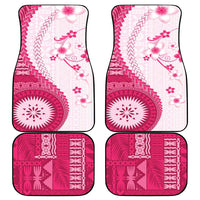 Bula Fiji Car Mats Pink Plumeria Masi Tapa Pattern - Polynesian Pride