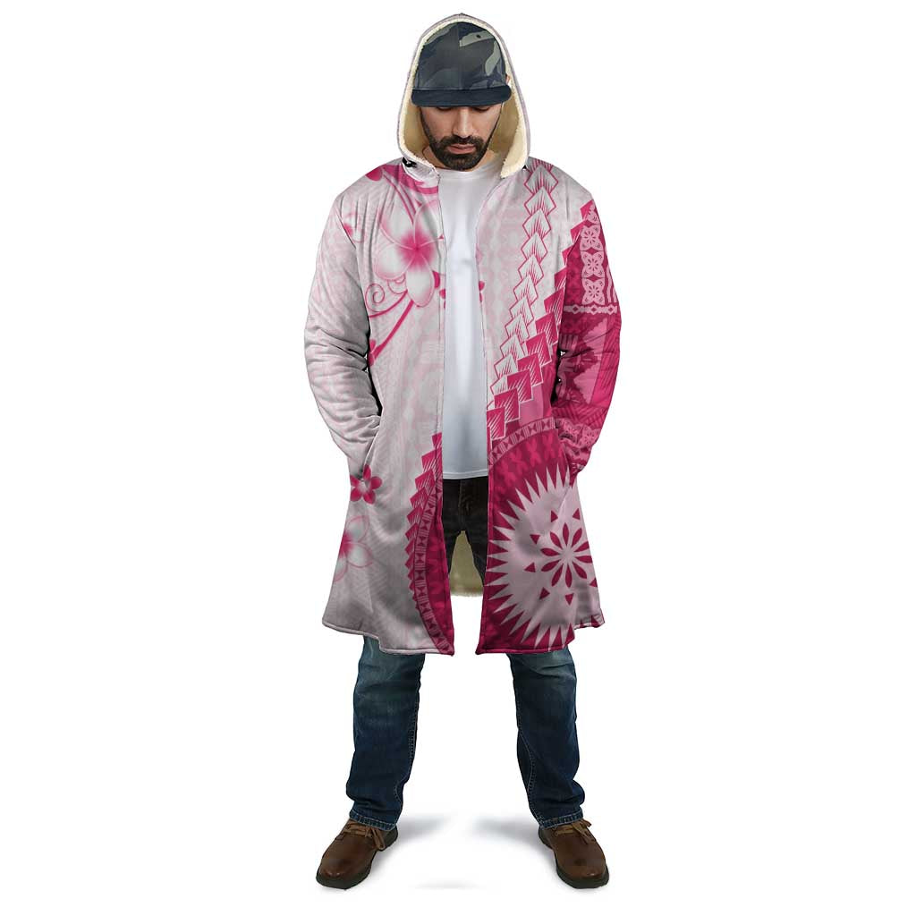 Bula Fiji Cloak Pink Plumeria Masi Tapa Pattern - Polynesian Pride