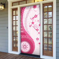 Bula Fiji Door Cover Pink Plumeria Masi Tapa Pattern LT05 - Polynesian Pride