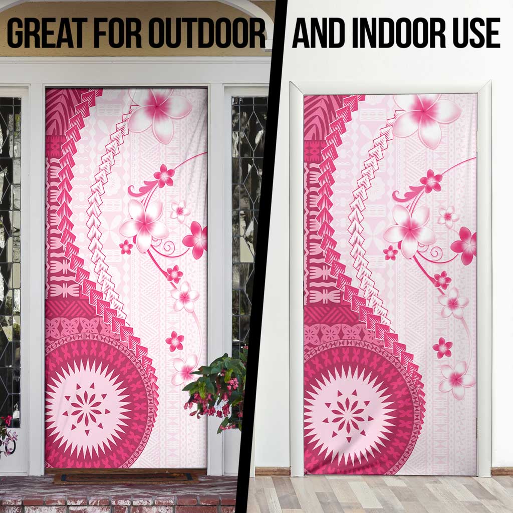 Bula Fiji Door Cover Pink Plumeria Masi Tapa Pattern LT05 - Polynesian Pride