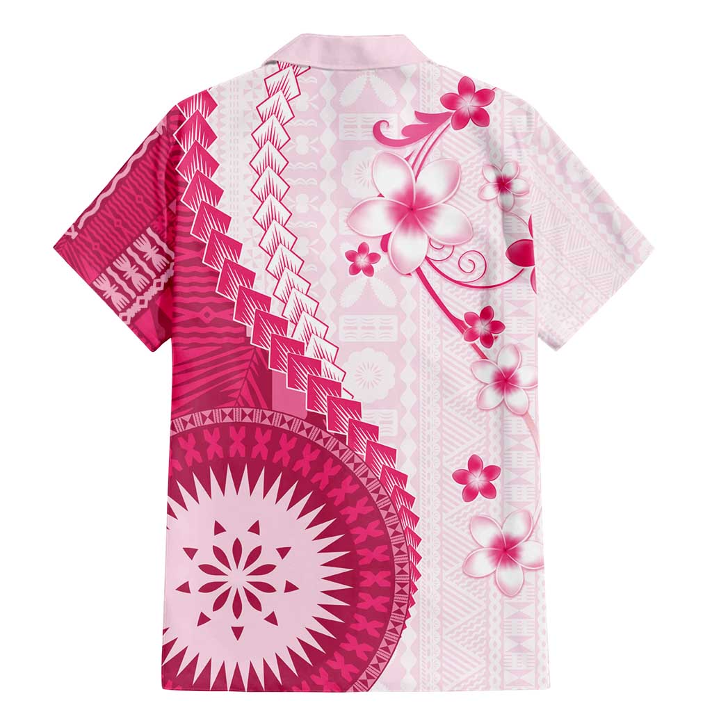 Bula Fiji Family Matching Mermaid Dress and Hawaiian Shirt Pink Plumeria Masi Tapa Pattern - Polynesian Pride