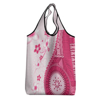 Bula Fiji Grocery Bag Pink Plumeria Masi Tapa Pattern LT05 - Polynesian Pride