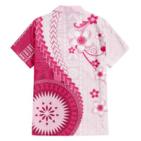 Bula Fiji Hawaiian Shirt Pink Plumeria Masi Tapa Pattern - Polynesian Pride