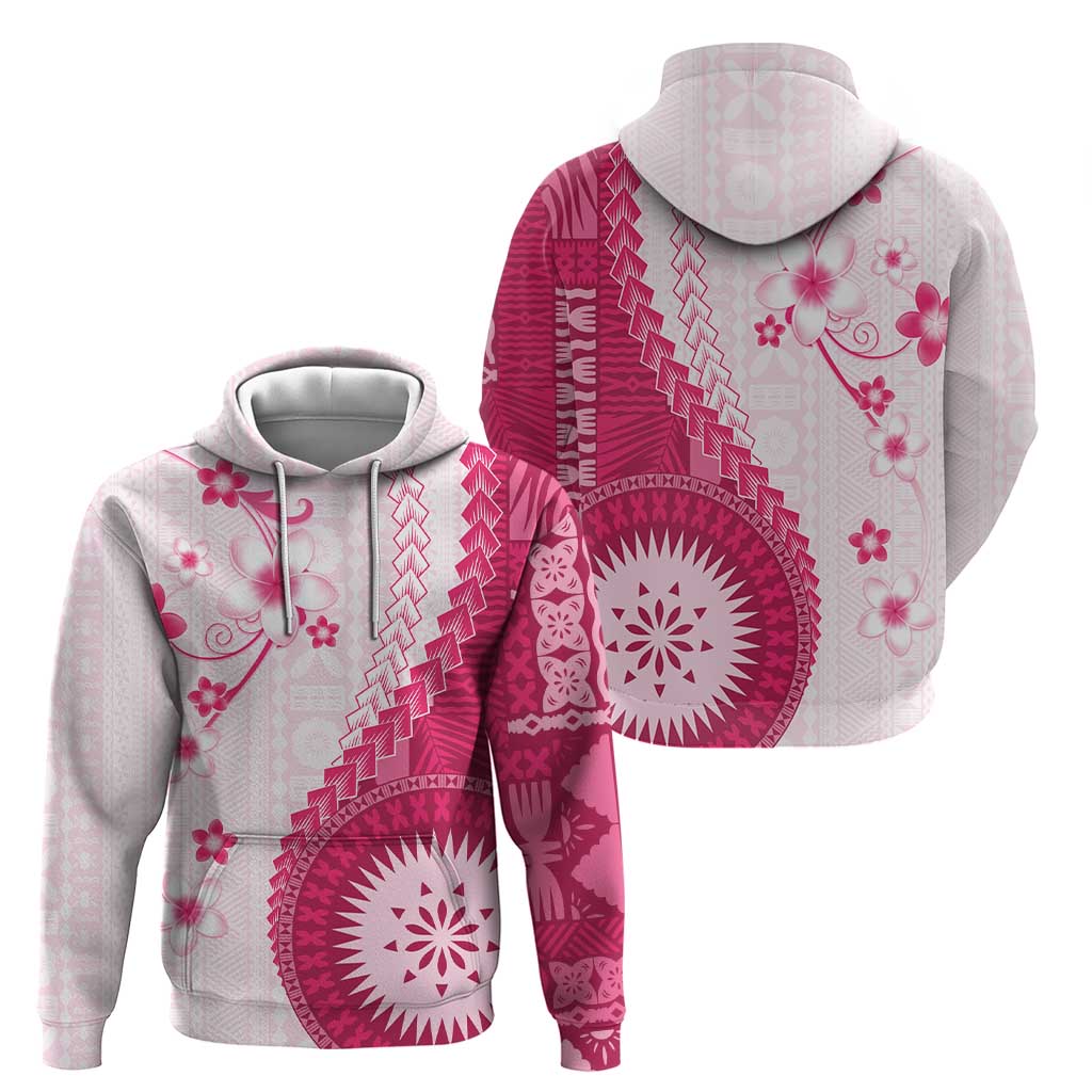 Bula Fiji Hoodie Pink Plumeria Masi Tapa Pattern LT05 - Polynesian Pride