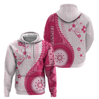 Bula Fiji Hoodie Pink Plumeria Masi Tapa Pattern LT05 - Polynesian Pride