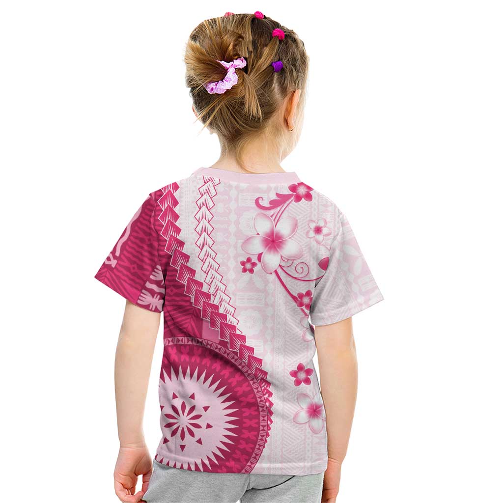 Bula Fiji Kid T Shirt Pink Plumeria Masi Tapa Pattern LT05 - Polynesian Pride