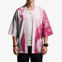 Bula Fiji Kimono Pink Plumeria Masi Tapa Pattern LT05 - Polynesian Pride