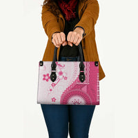 Bula Fiji Leather Bag Pink Plumeria Masi Tapa Pattern LT05 - Polynesian Pride