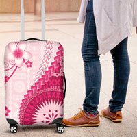 Bula Fiji Luggage Cover Pink Plumeria Masi Tapa Pattern LT05 Pink - Polynesian Pride