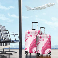 Bula Fiji Luggage Cover Pink Plumeria Masi Tapa Pattern LT05 - Polynesian Pride