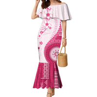 Bula Fiji Mermaid Dress Pink Plumeria Masi Tapa Pattern LT05 Women Pink - Polynesian Pride