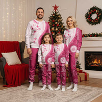 Bula Fiji Christmas Pajama Set Pink Plumeria Masi Tapa Pattern LT05 - Polynesian Pride