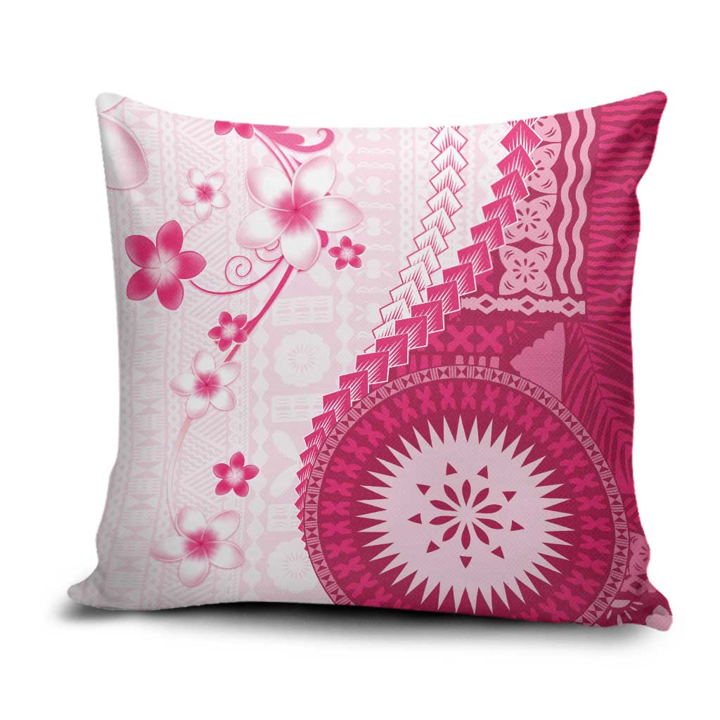 Bula Fiji Pillow Cover Pink Plumeria Masi Tapa Pattern LT05 Pink - Polynesian Pride