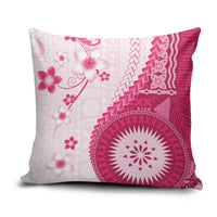 Bula Fiji Pillow Cover Pink Plumeria Masi Tapa Pattern LT05 Pink - Polynesian Pride